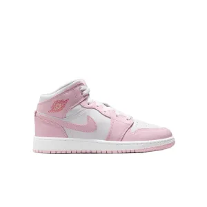 AIR JORDAN 1 MID (GS) PINK FOAM FIRE RED