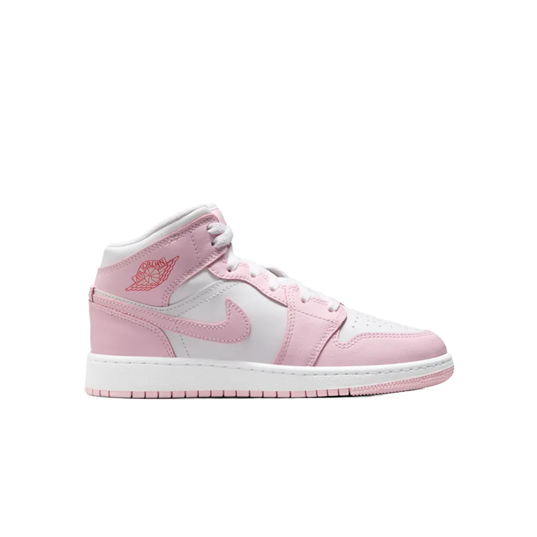 AIR JORDAN 1 MID (GS) PINK FOAM FIRE RED