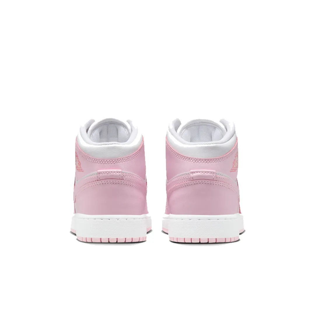 AIR JORDAN 1 MID (GS) PINK FOAM FIRE RED