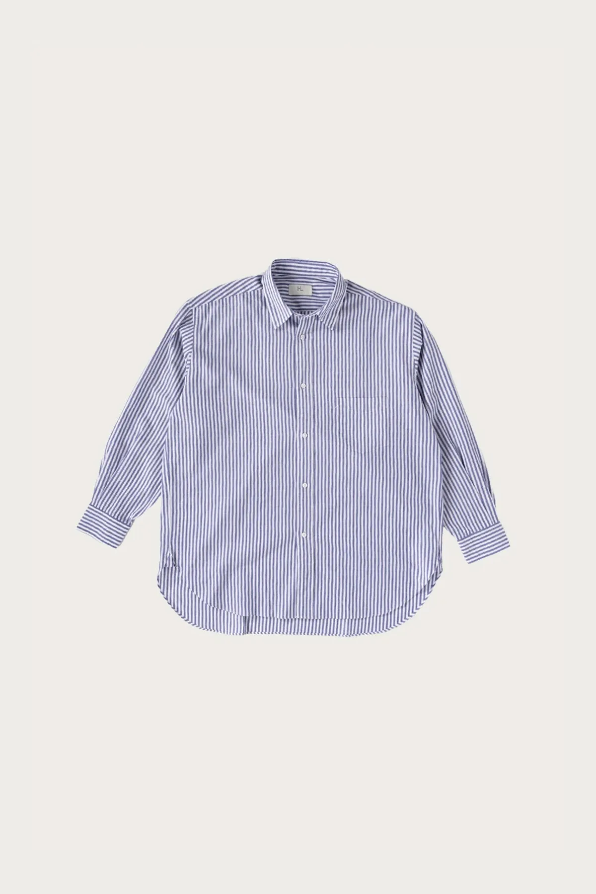 Cotton Oxford Regular Collar Shirt - Sax Stripe