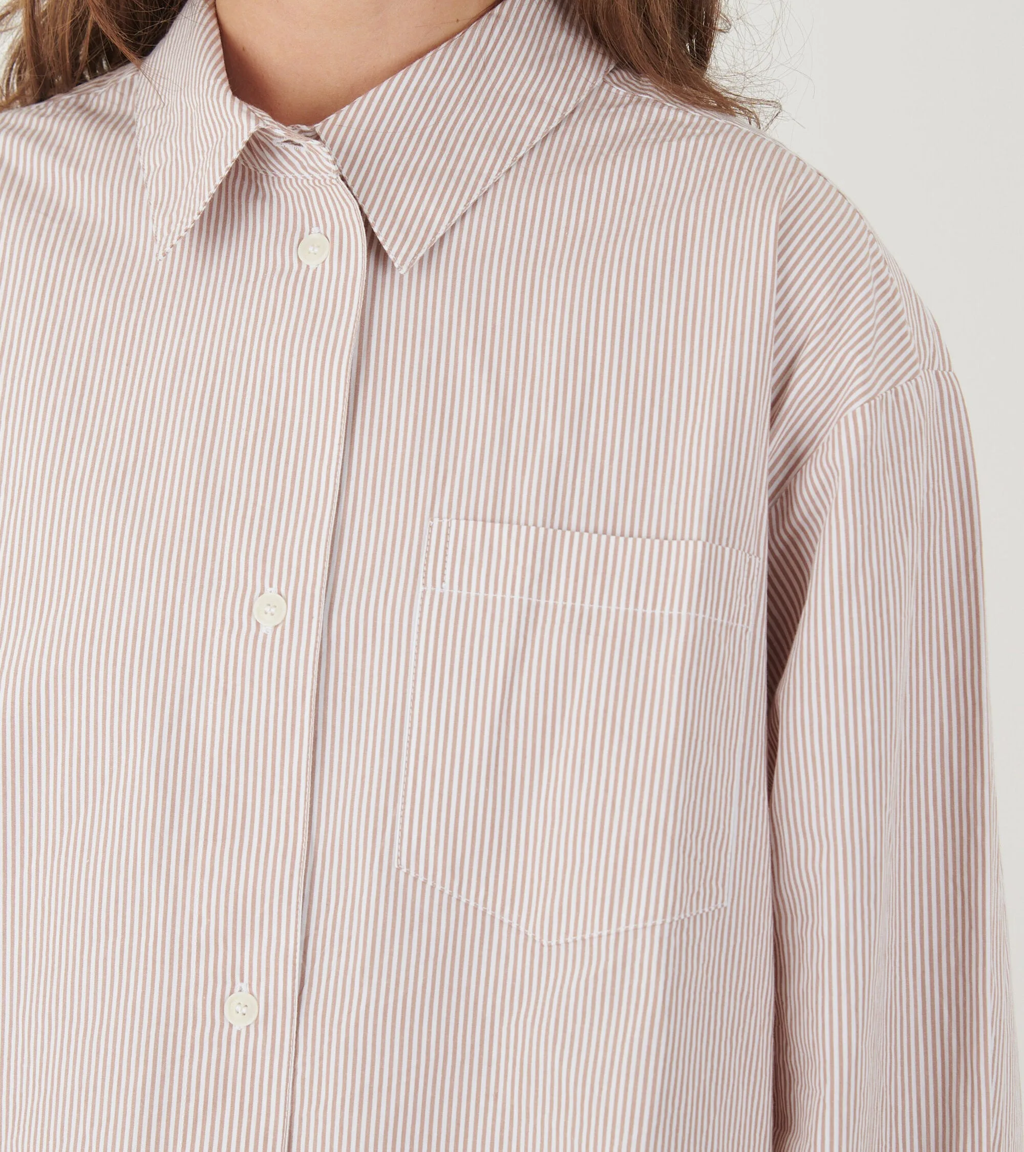 Edgar Shirt Warm Beige/White Stripe
