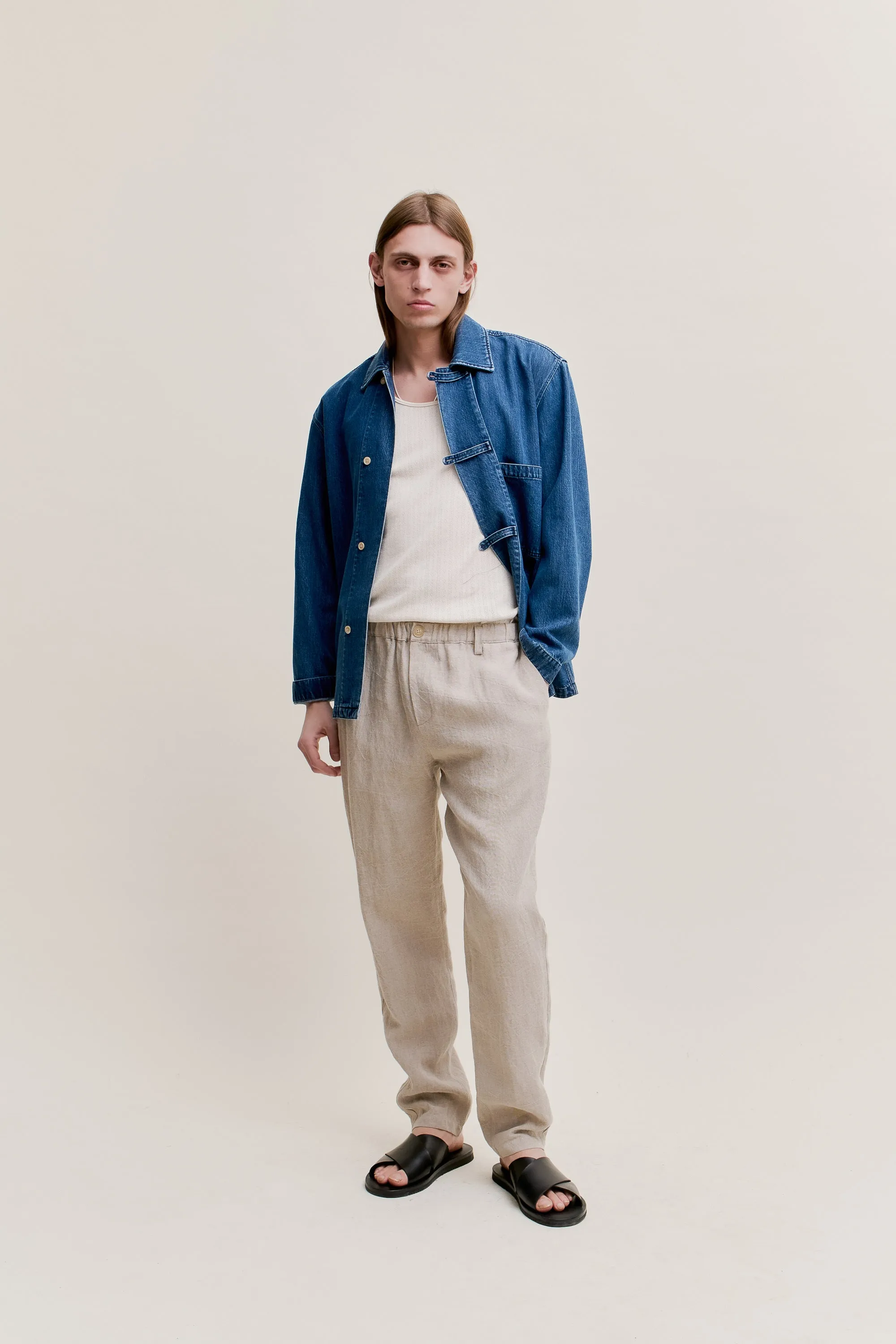 ELASTICATED WIDE TROUSERS