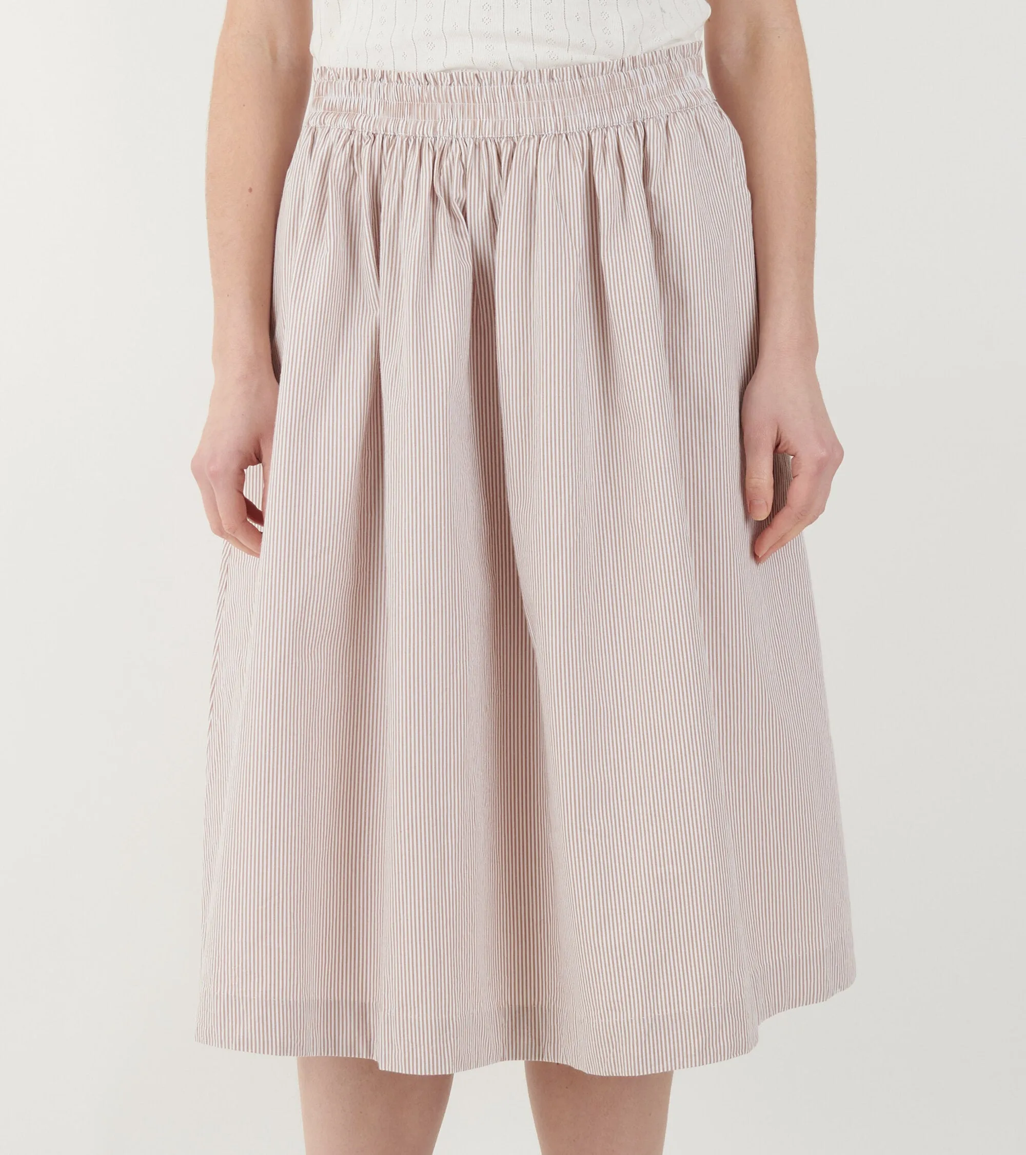 Ginny Skirt Warm Beige/White Stripe
