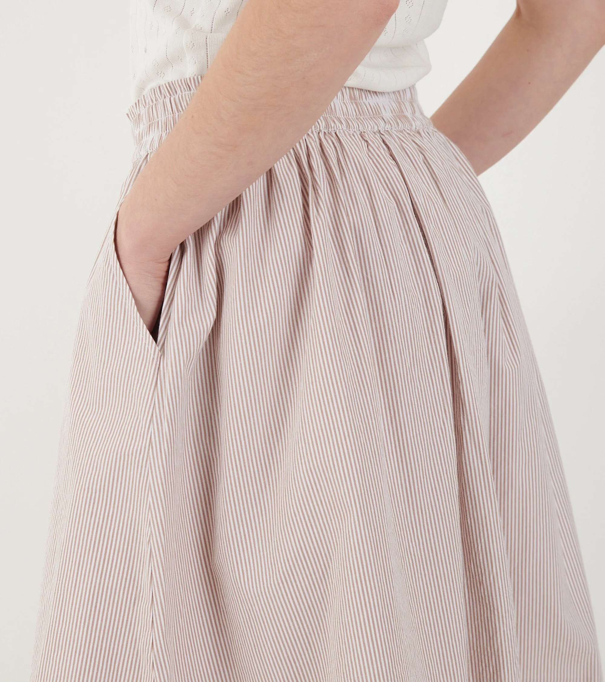 Ginny Skirt Warm Beige/White Stripe