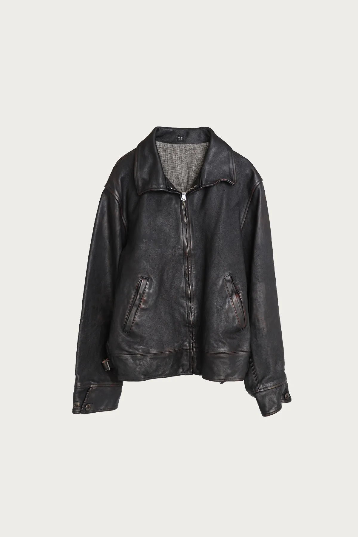 Lot.802 Cossack Leather Jacket - Damaged Black