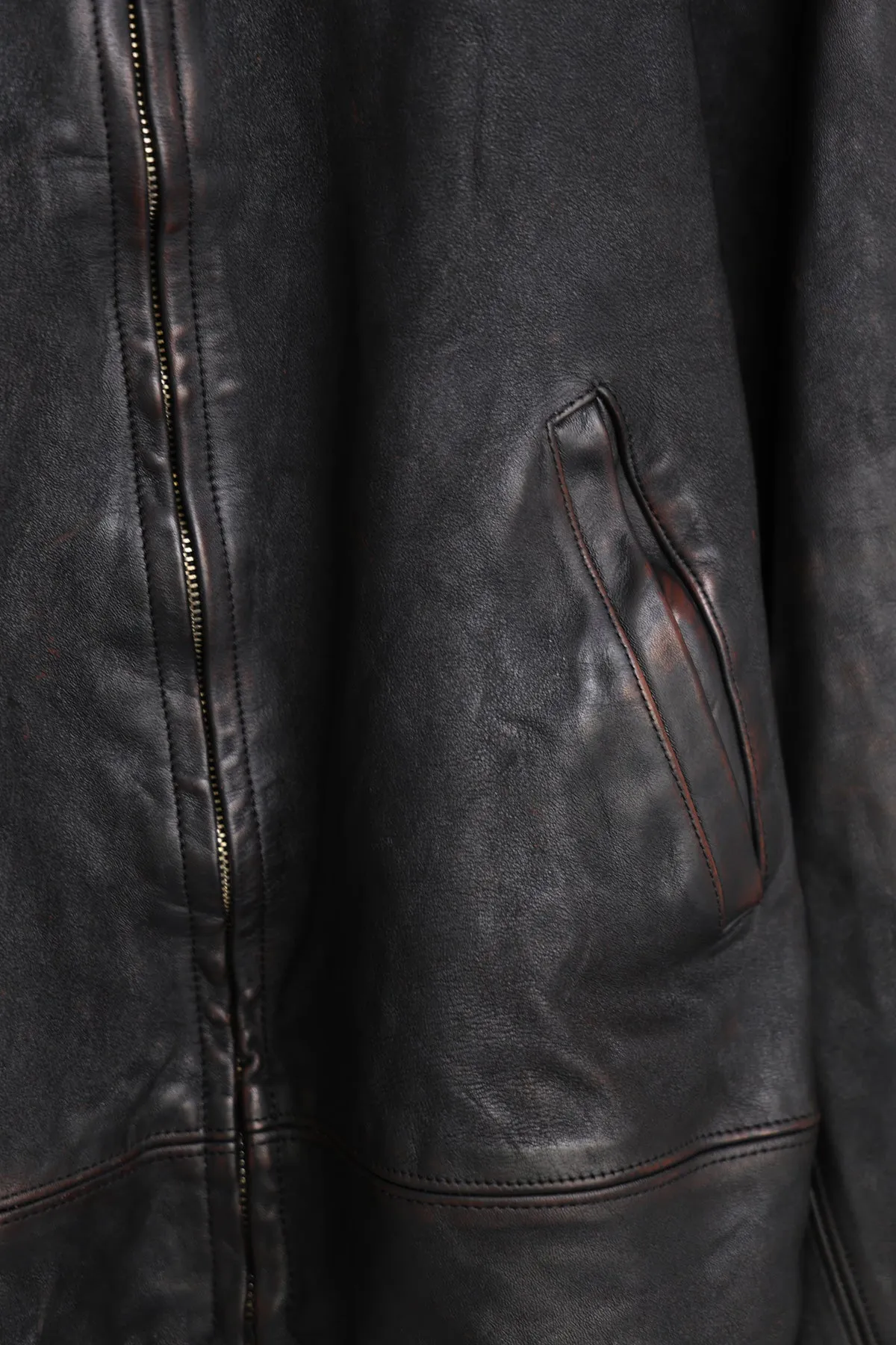 Lot.802 Cossack Leather Jacket - Damaged Black