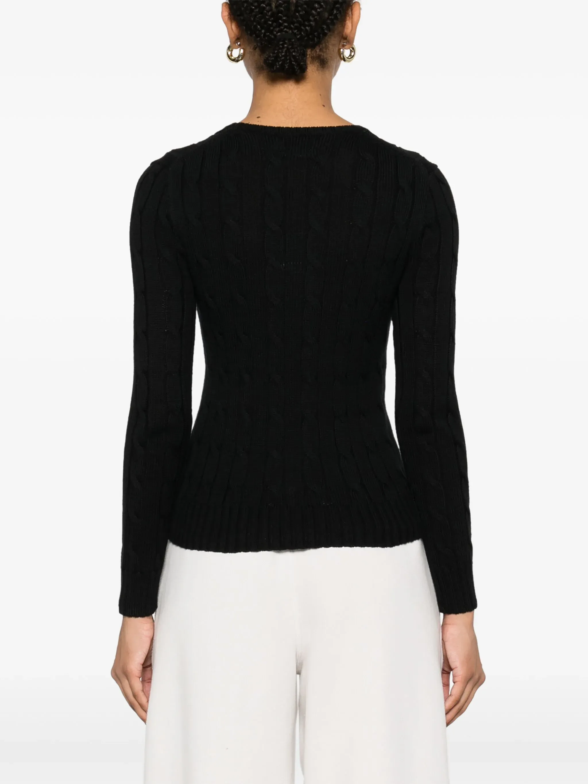 POLO RALPH LAUREN - Women Cable Knit Cotton Crewneck Sweater