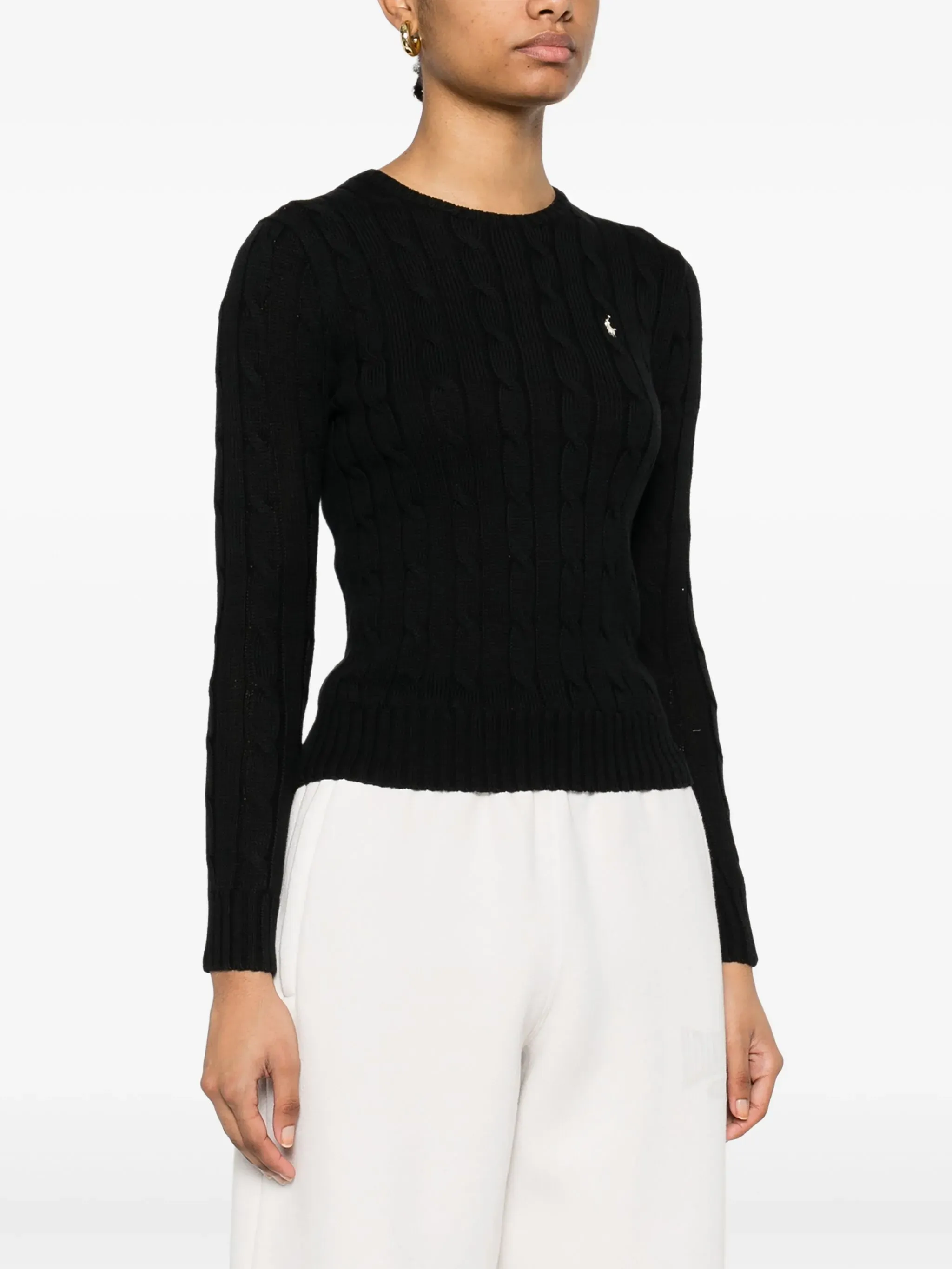 POLO RALPH LAUREN - Women Cable Knit Cotton Crewneck Sweater