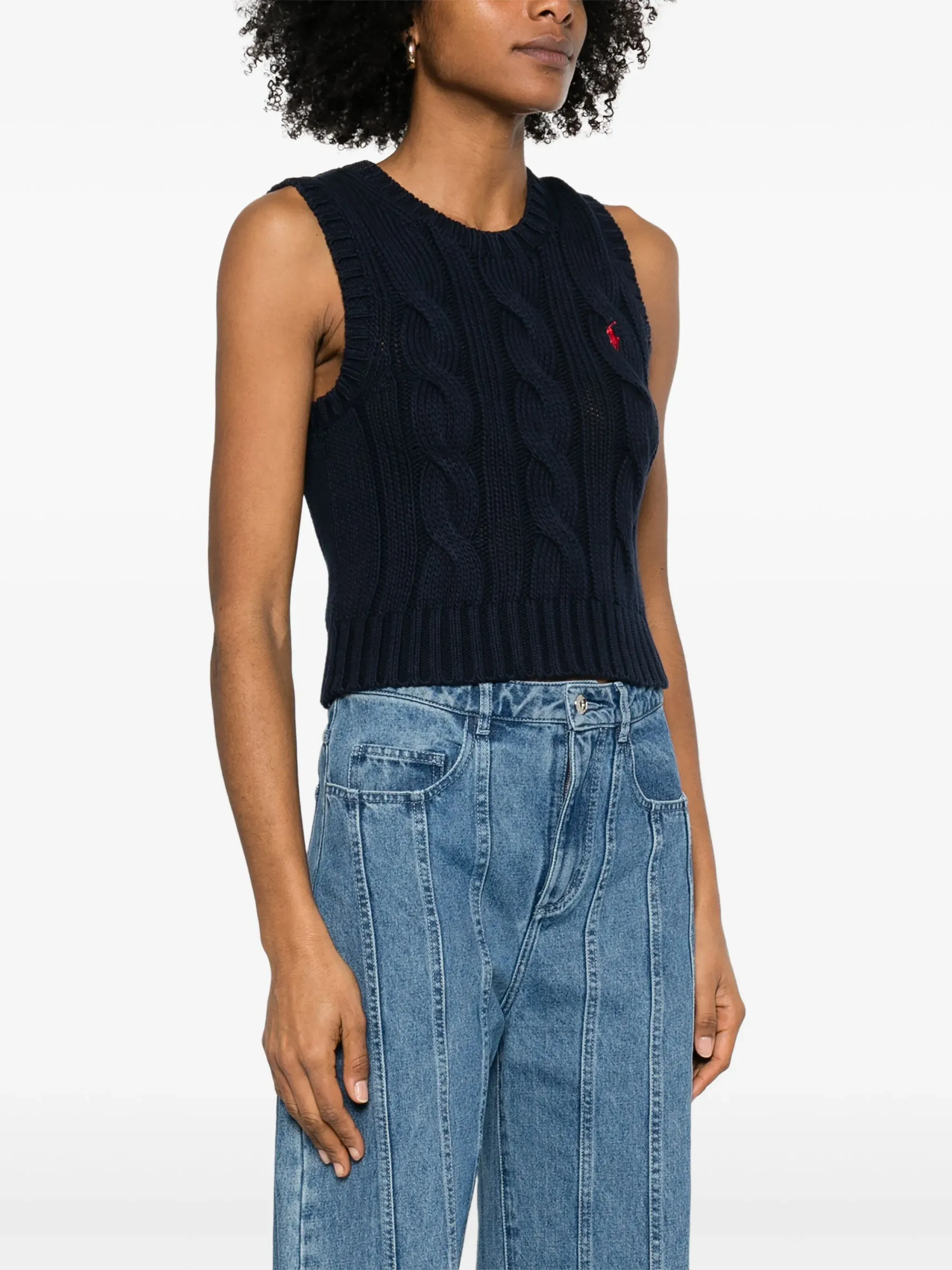 POLO RALPH LAUREN - Women Sleeveless Cable-Knit Sweater