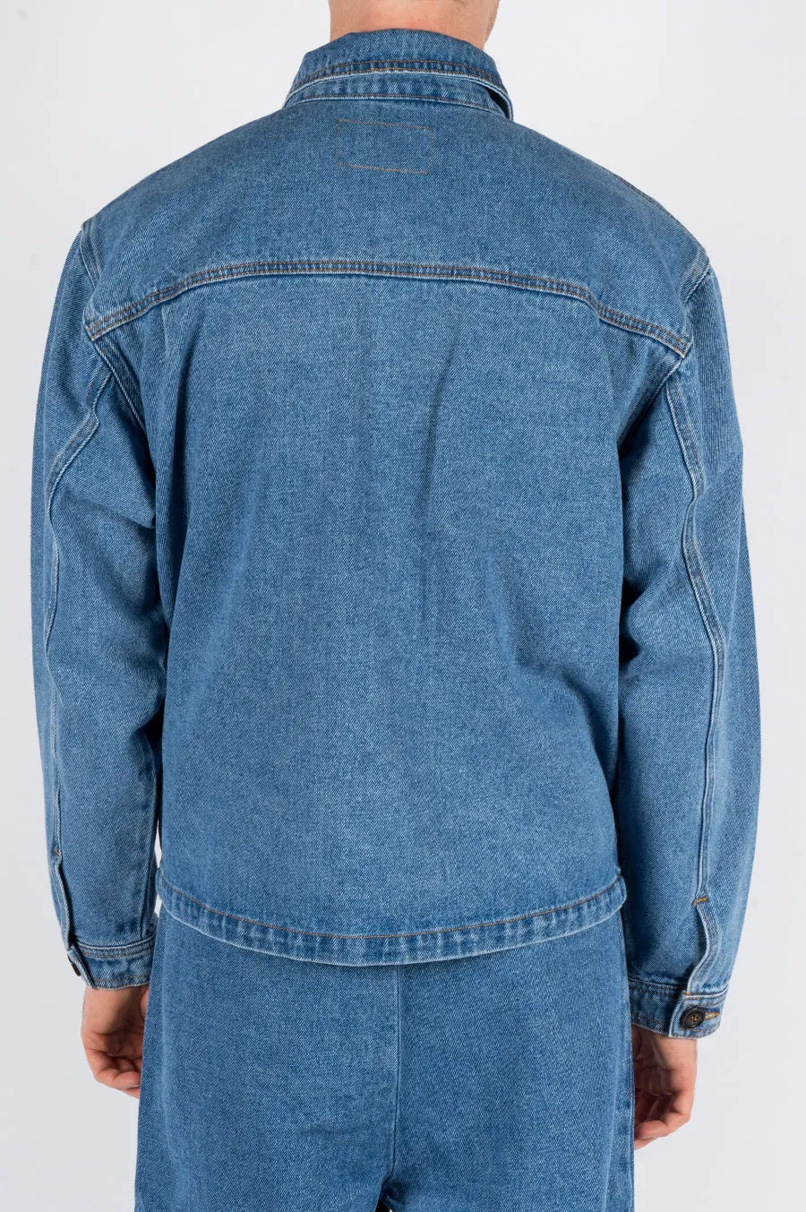 SECOND LAYER DENIM TRUCKER JACKET STONE WASH INDIGO