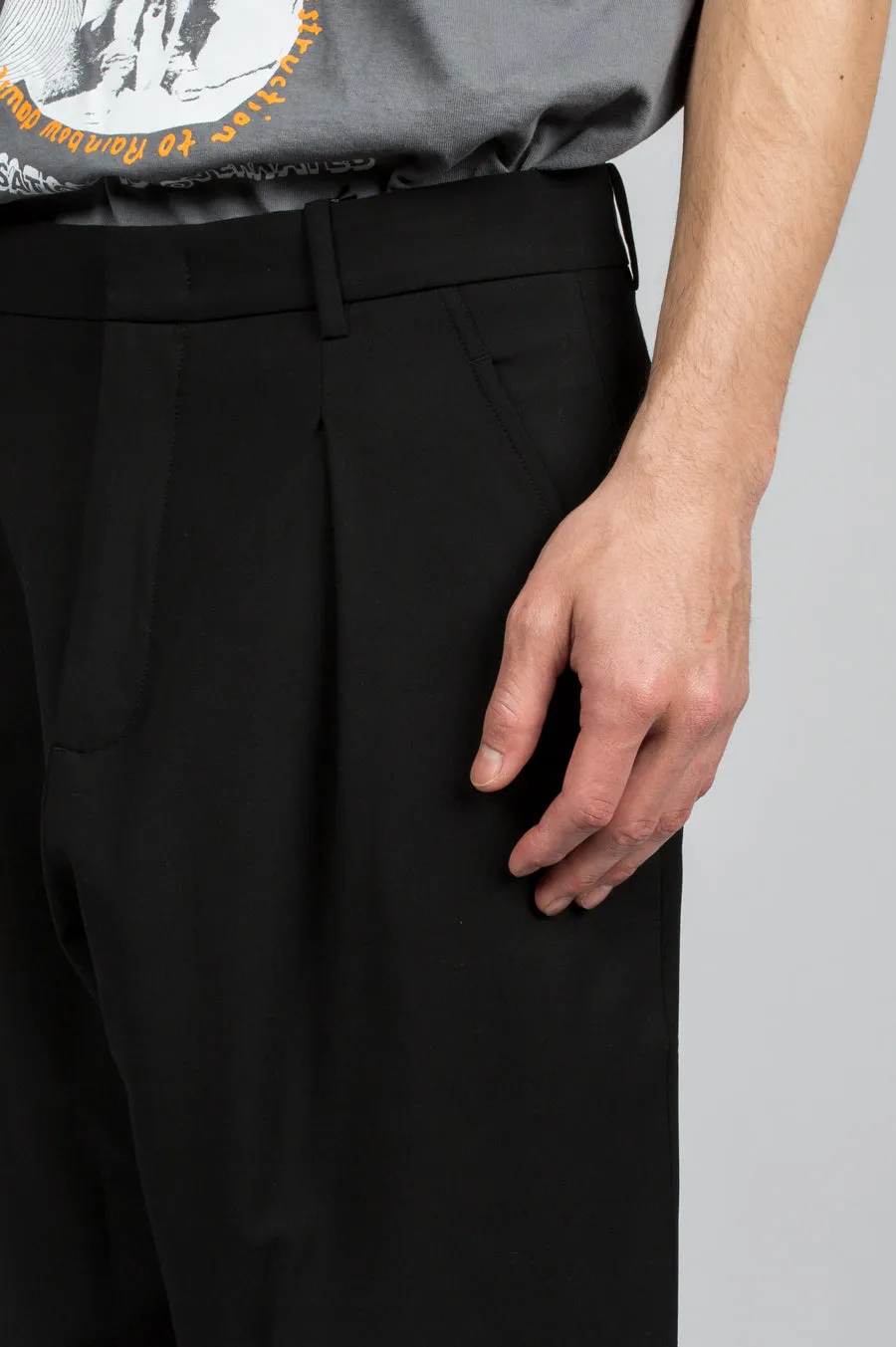 SECOND LAYER PLEATED BILLOWED TROUSER BLACK