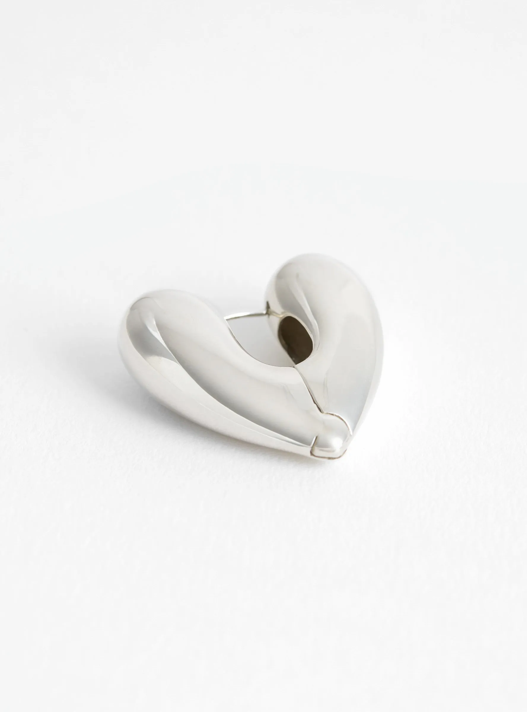 Small Heart Silver Hoop Earrings