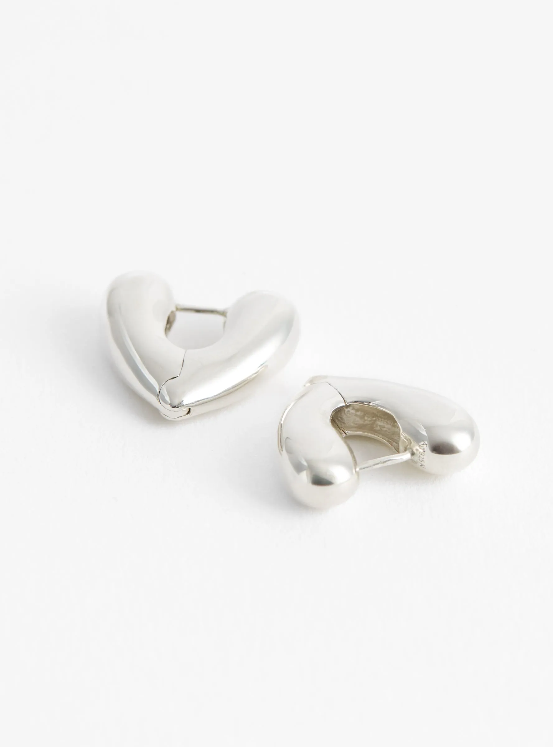 Small Heart Silver Hoop Earrings