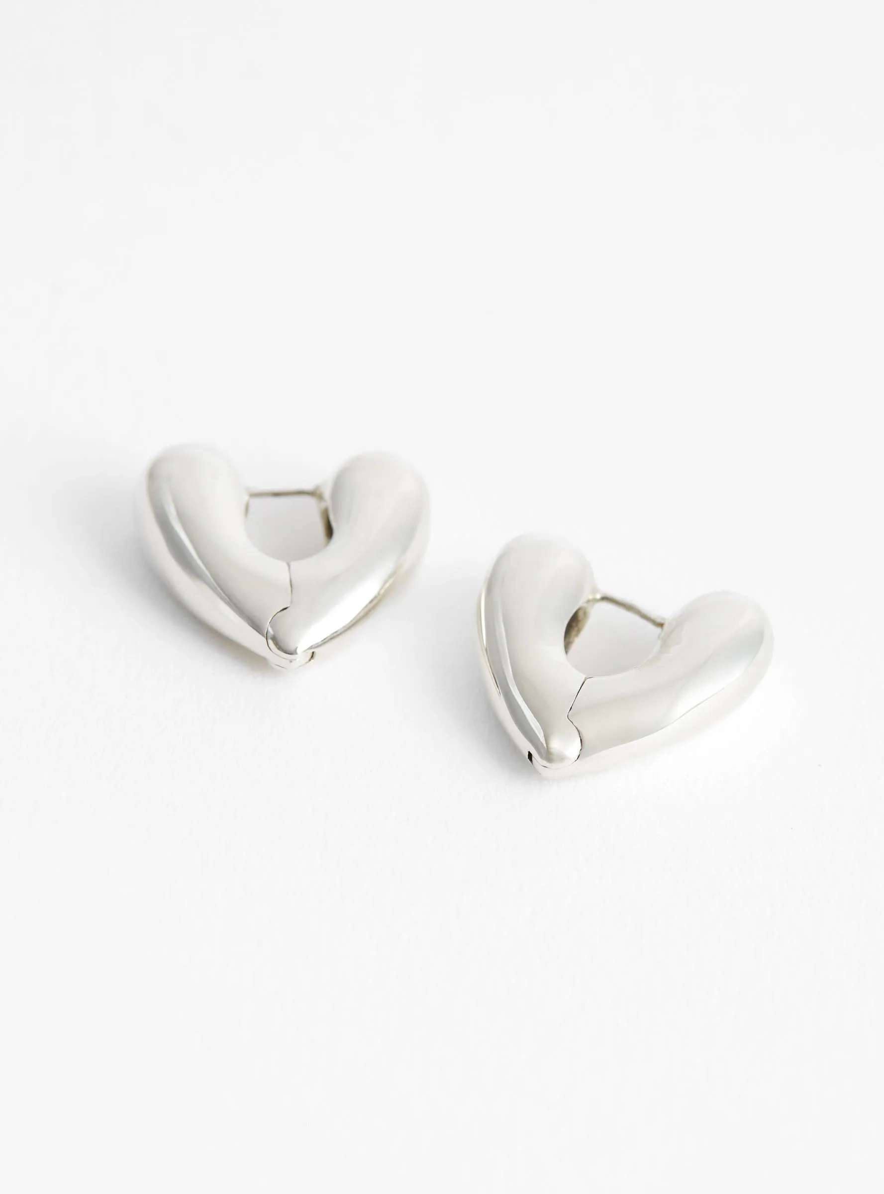 Small Heart Silver Hoop Earrings