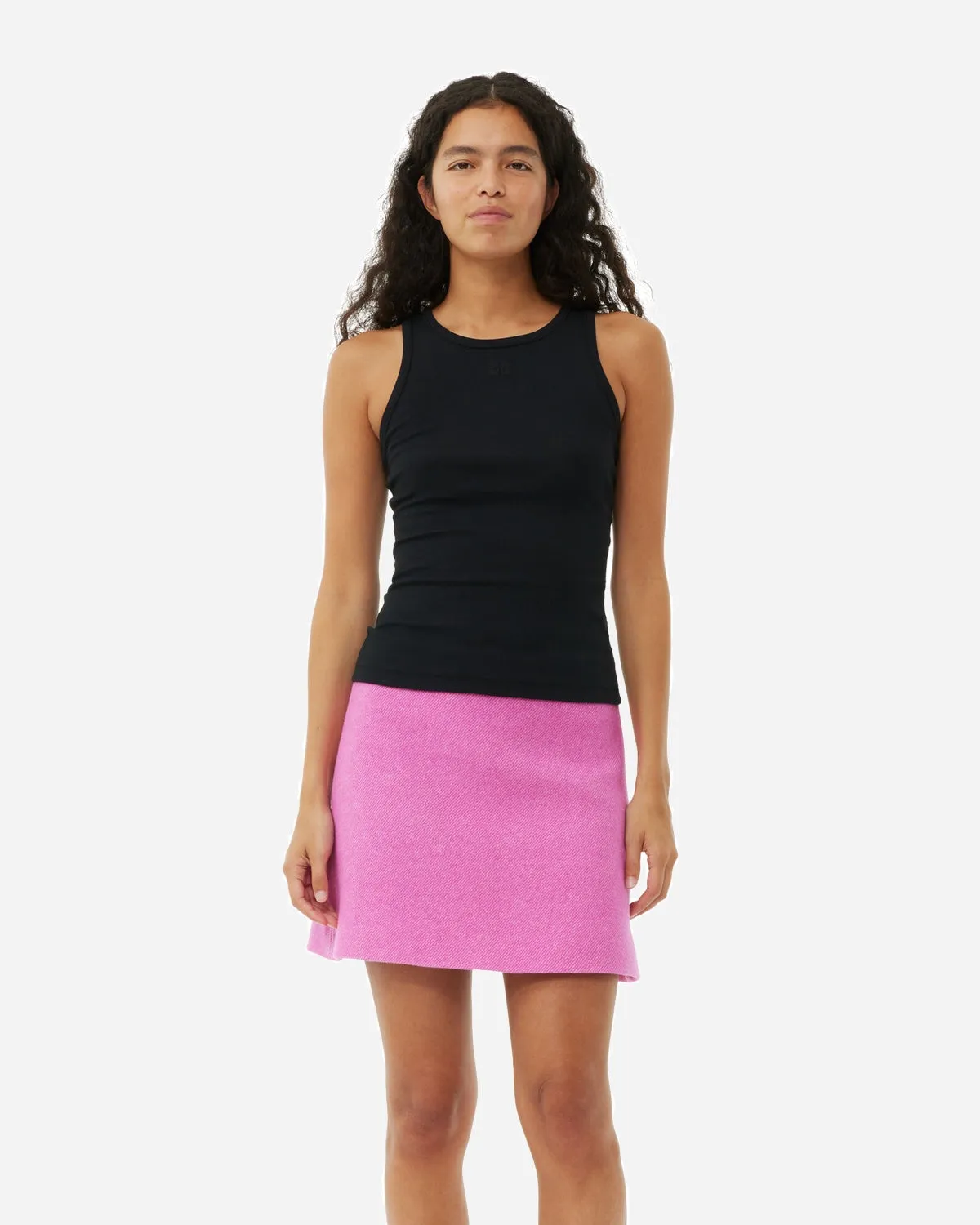 Soft Cotton Rib Tank Top - Black