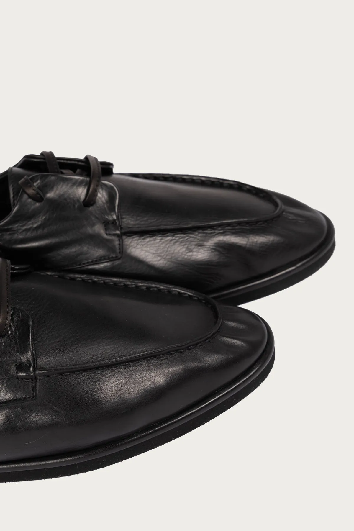 Soft Leather Deck Shoes - Black