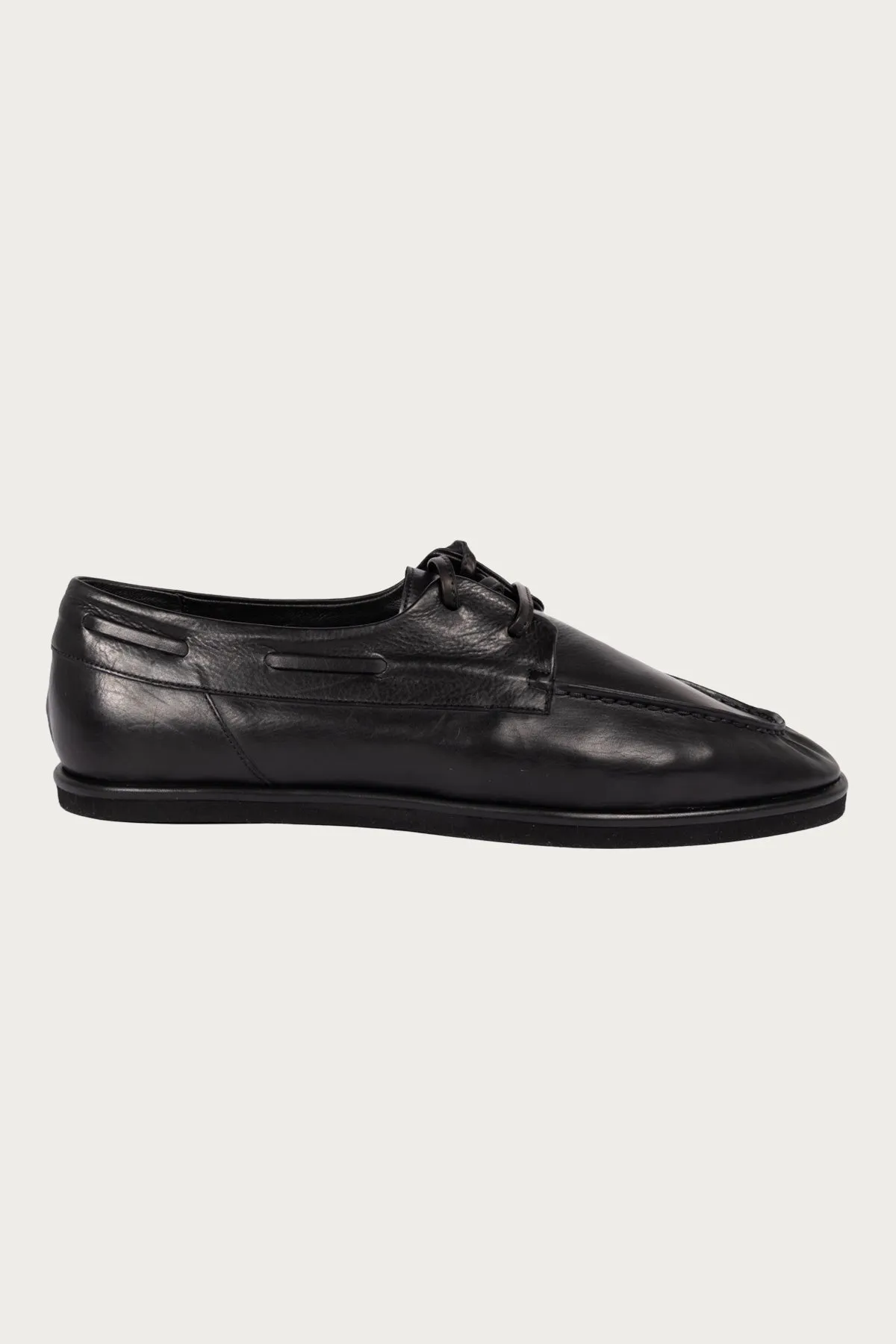 Soft Leather Deck Shoes - Black