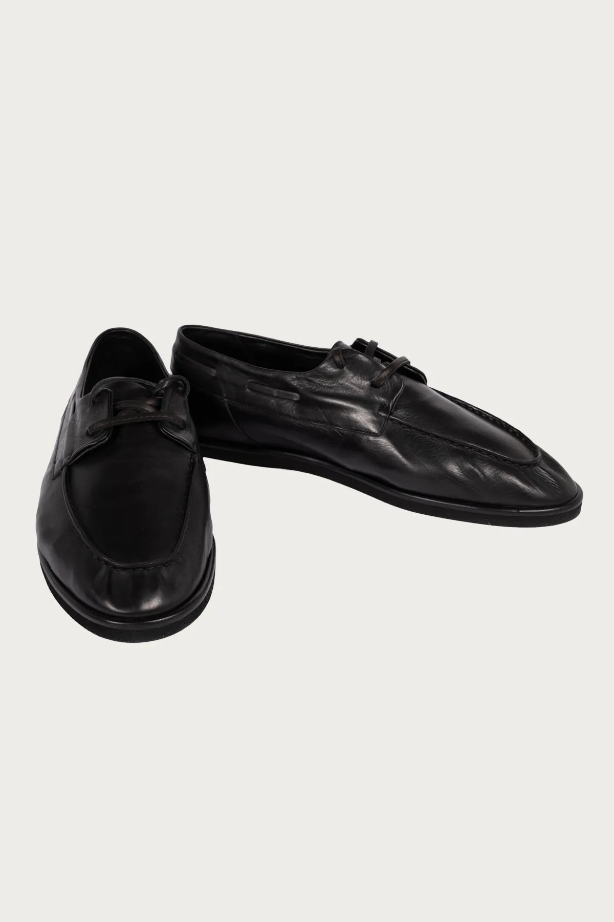 Soft Leather Deck Shoes - Black