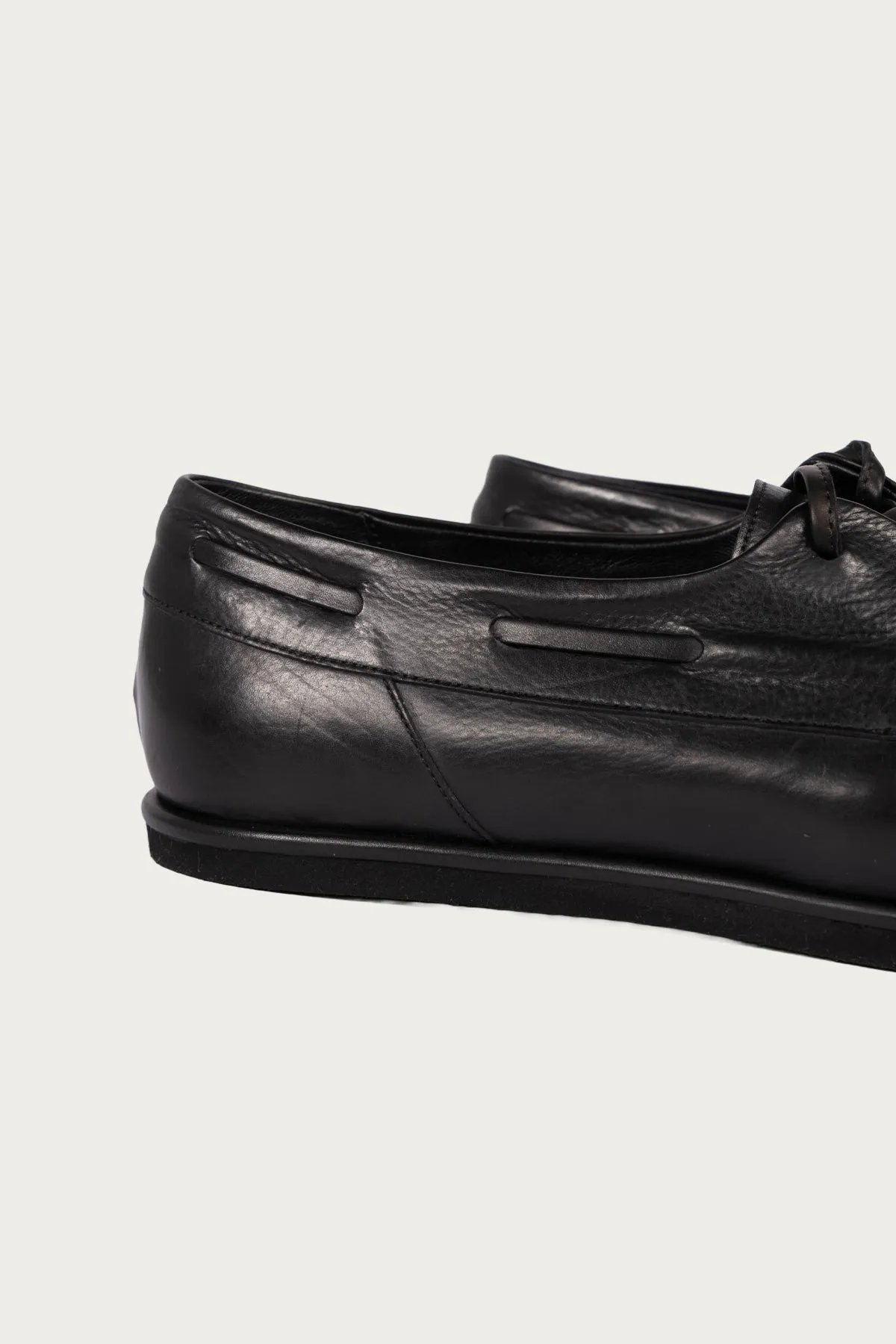Soft Leather Deck Shoes - Black