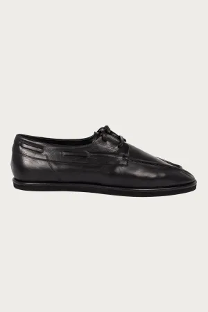 Soft Leather Deck Shoes - Black
