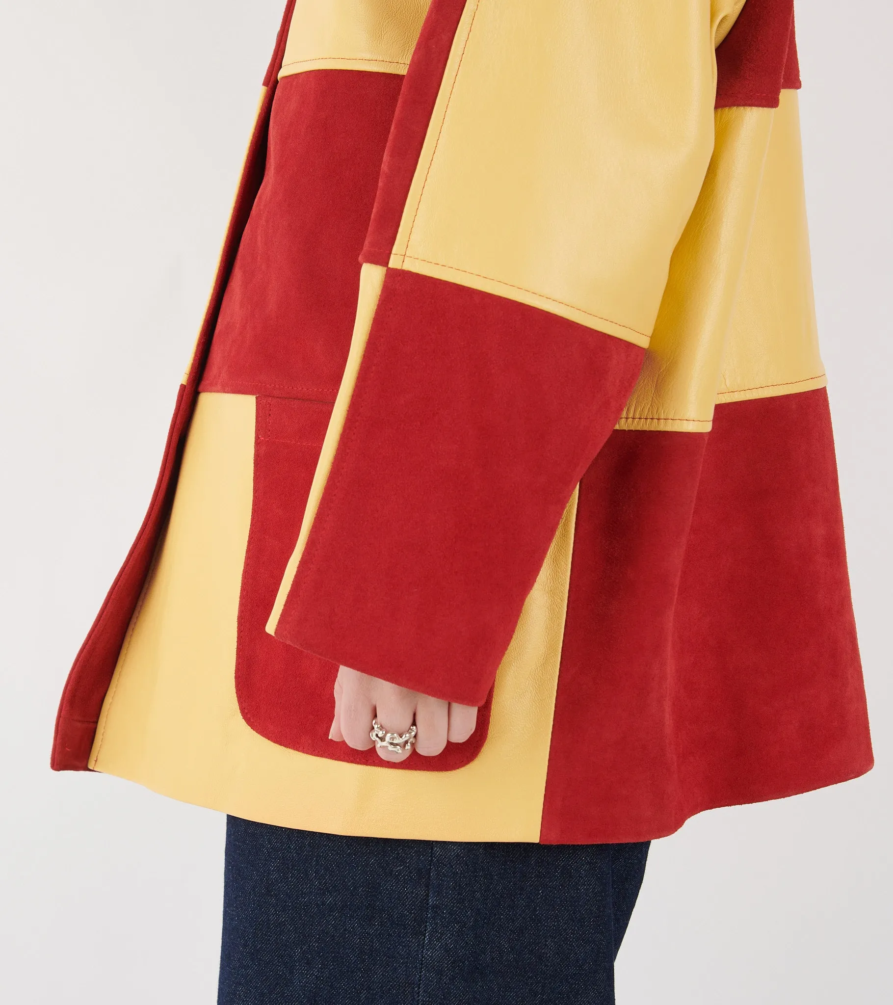 Suede Checked Quinn Jacket Red/Yellow