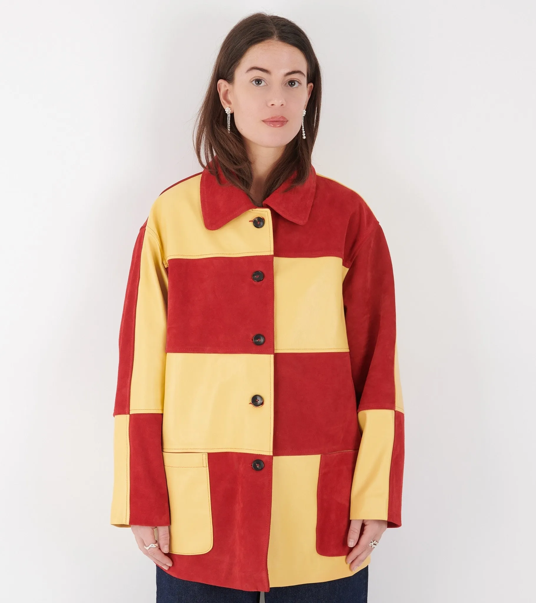 Suede Checked Quinn Jacket Red/Yellow