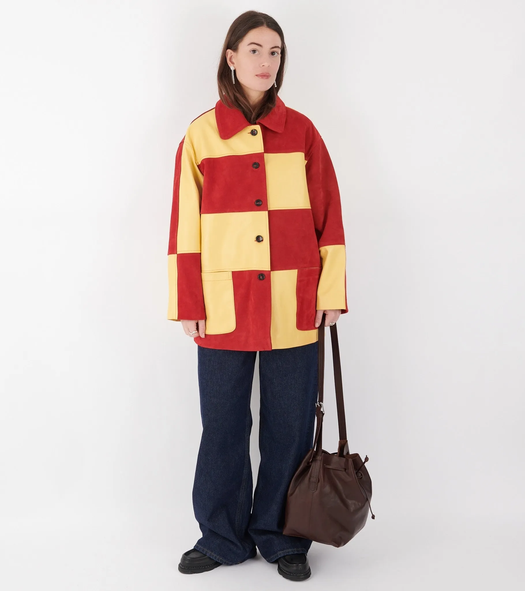 Suede Checked Quinn Jacket Red/Yellow