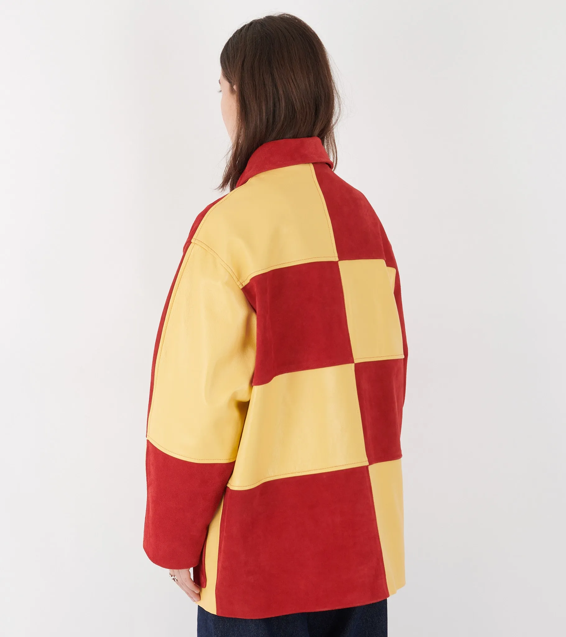 Suede Checked Quinn Jacket Red/Yellow