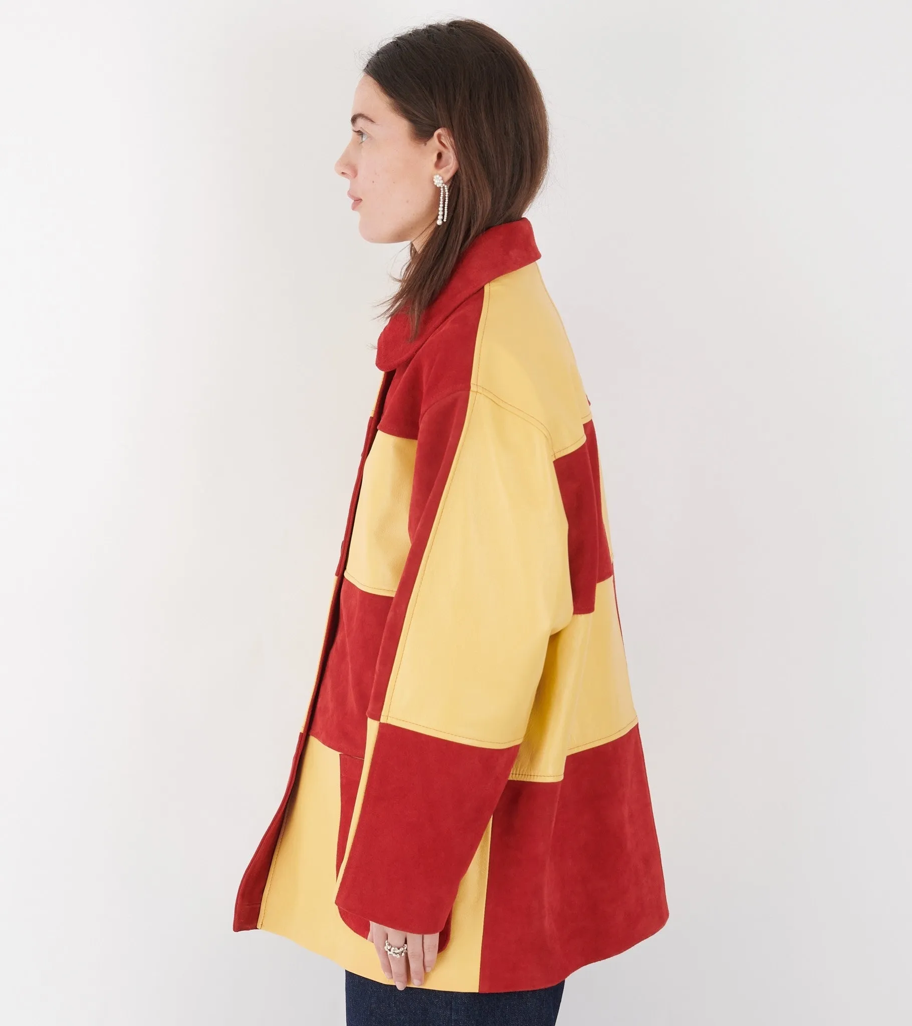 Suede Checked Quinn Jacket Red/Yellow