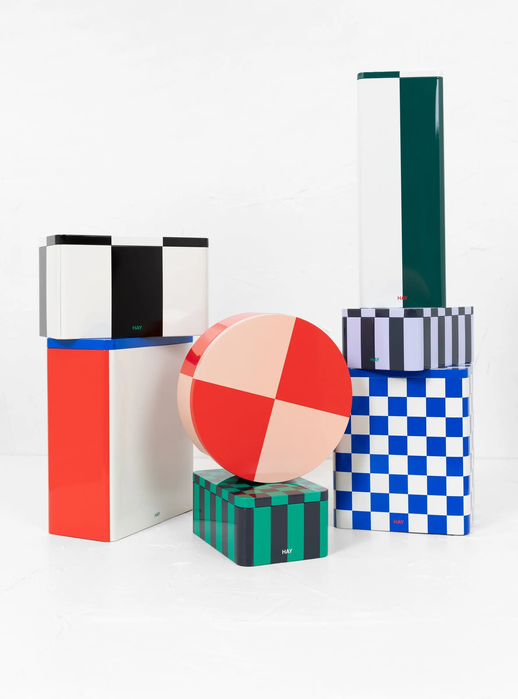 Tin Container L Blue/White