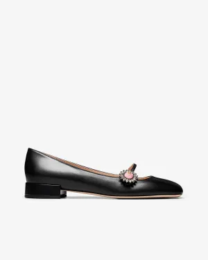 Valentino - Women's Mary-Jane Preshoes Ballerina - (Black/Crystal/Pink)