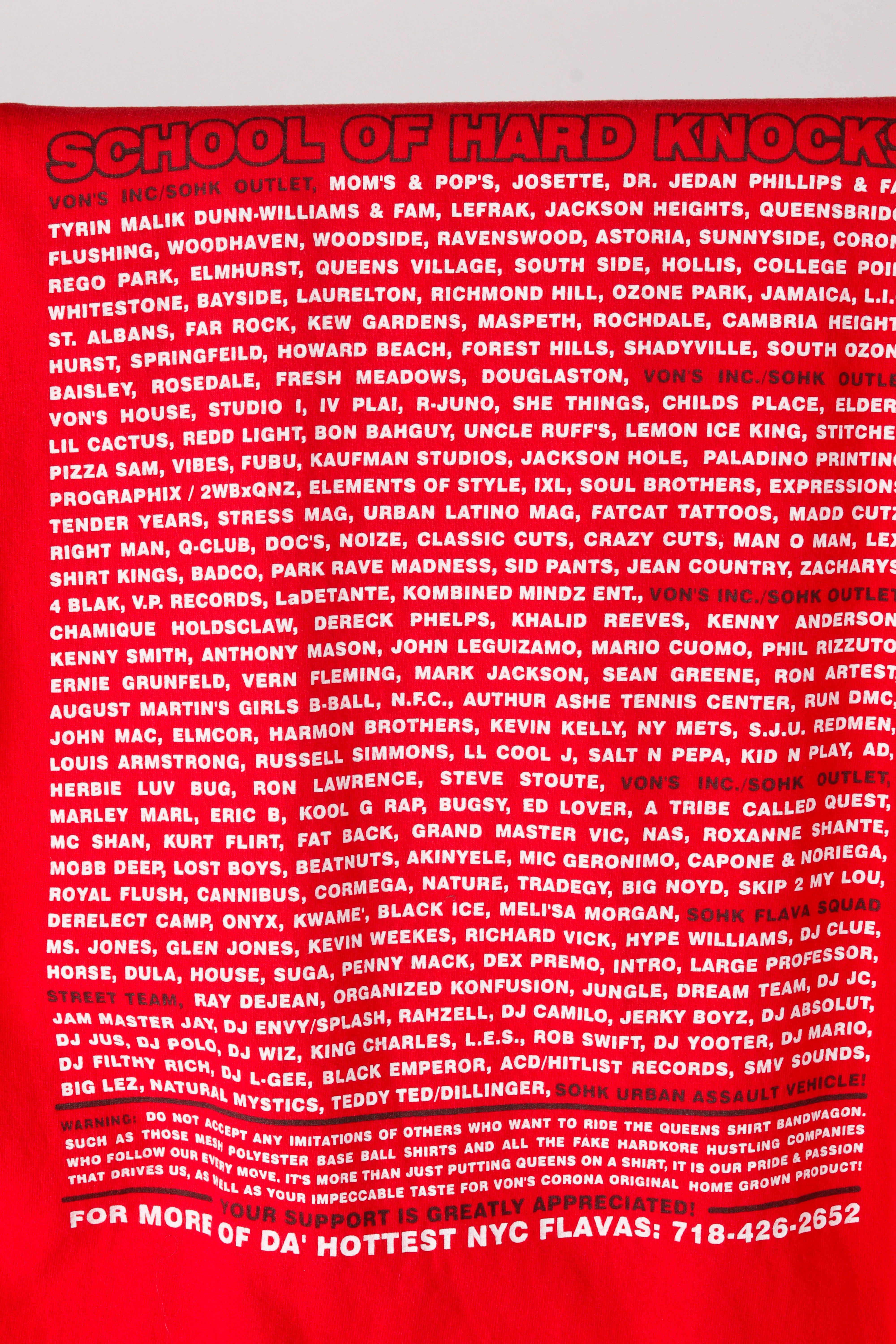 Vintage 1998 School of Hard Knocks 'Queens Signature Limited Series' T-Shirt Red