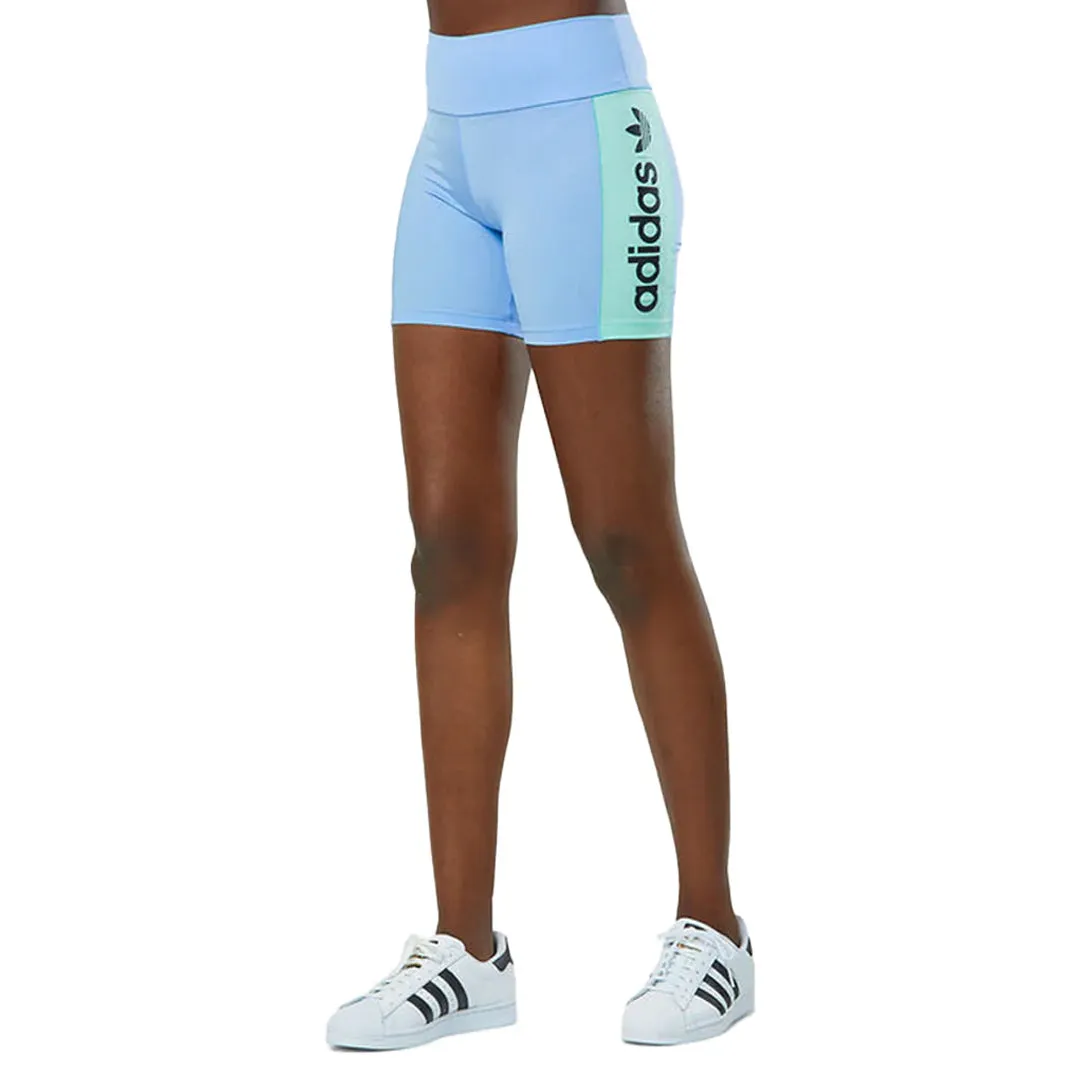 WOMEN'S ADIDAS ORIGINALS HIGH SHINE SHORTS BLUE GREEN
